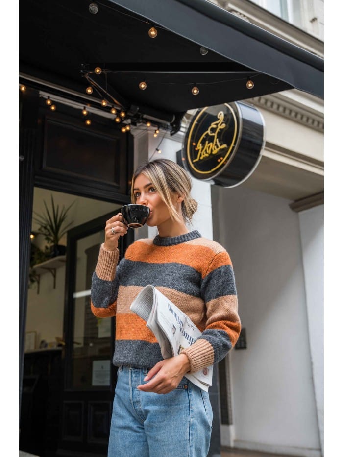 BK071 Sweter w pasy wielokolorowe - model 4 z wełną ❤