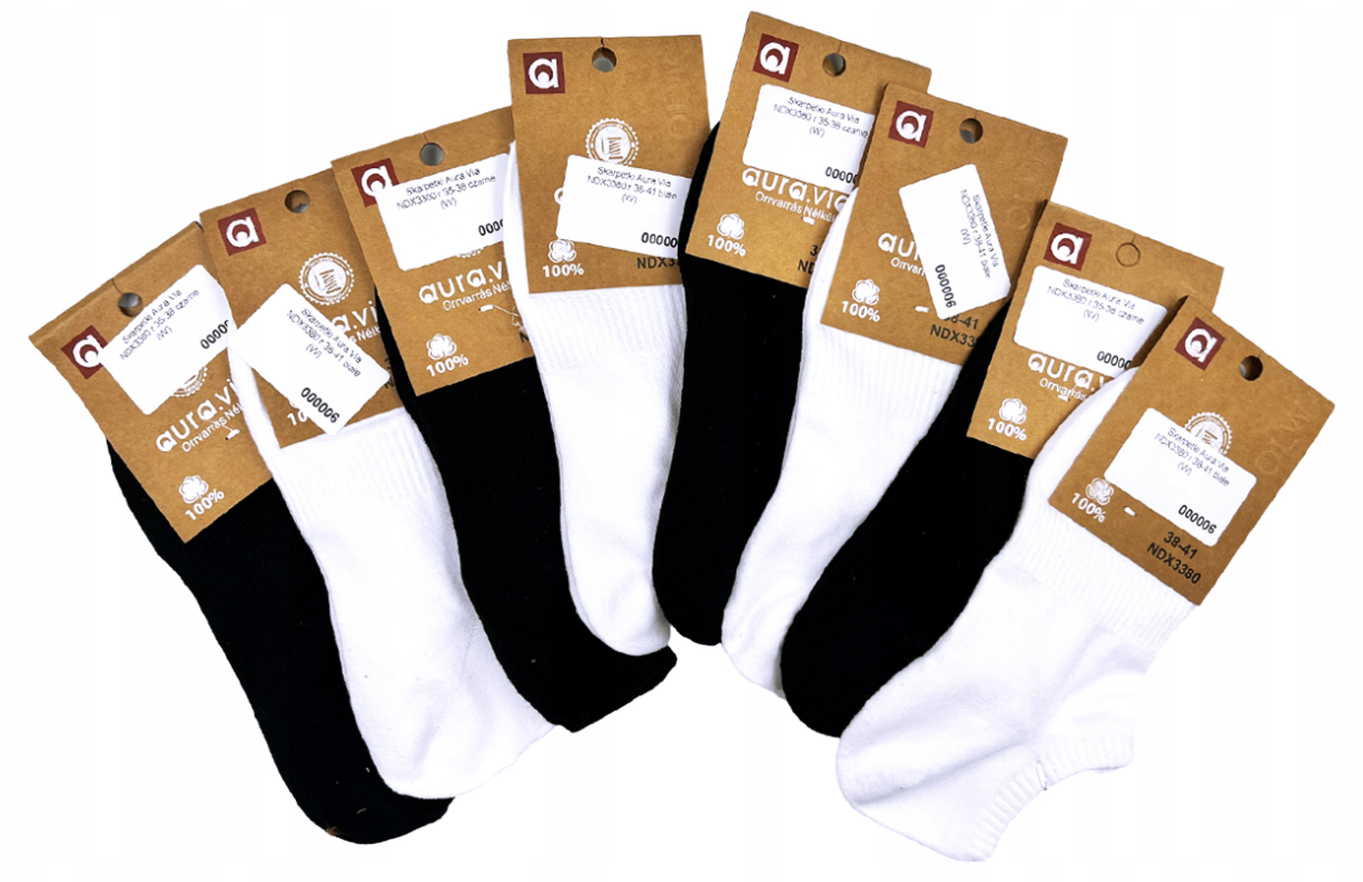 Skarpetki białe/czarne zestaw 5 par