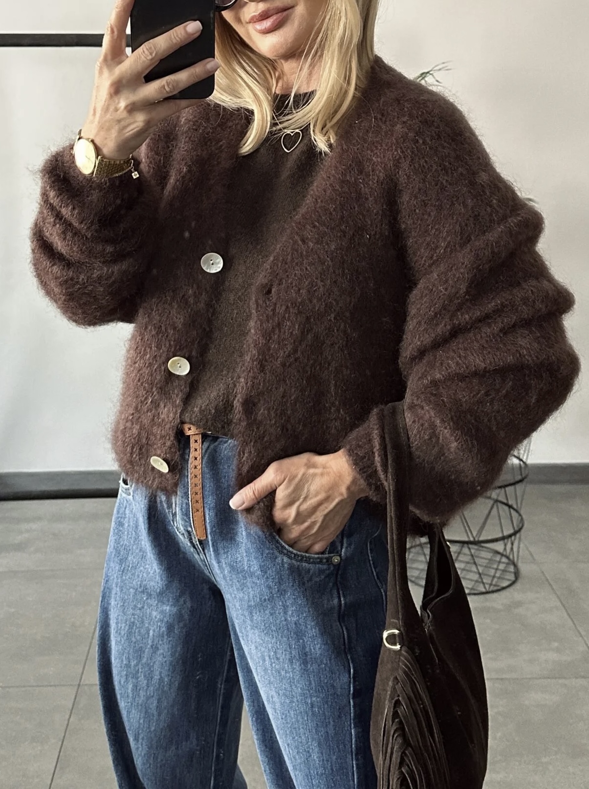 Kardigan sweter czekoladowy MOHER