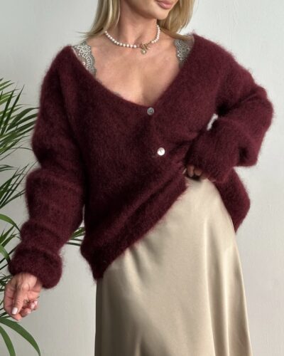 Kardigan sweter bordowy MOHER