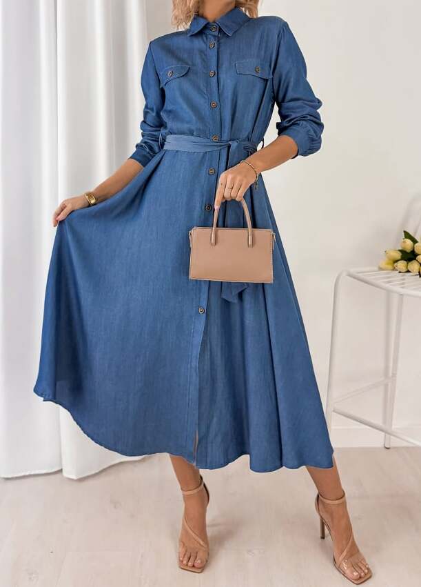 Sukienka jeansowa ciemno niebieska